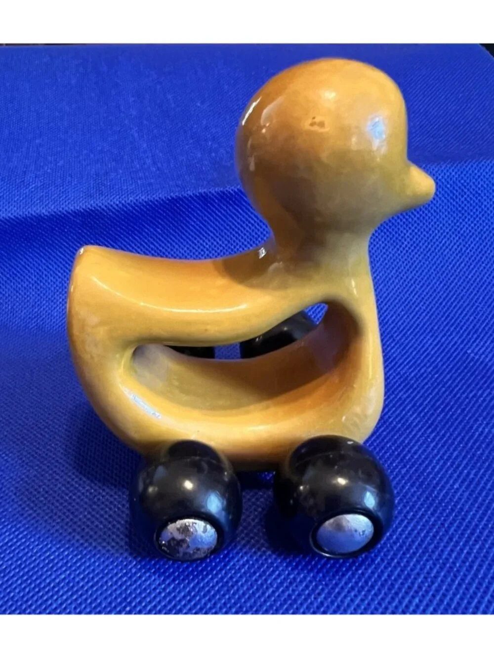 Steiff Knopf Im Our Duck Toy Laquer Painted Wood Rolling Wheels MCM Design